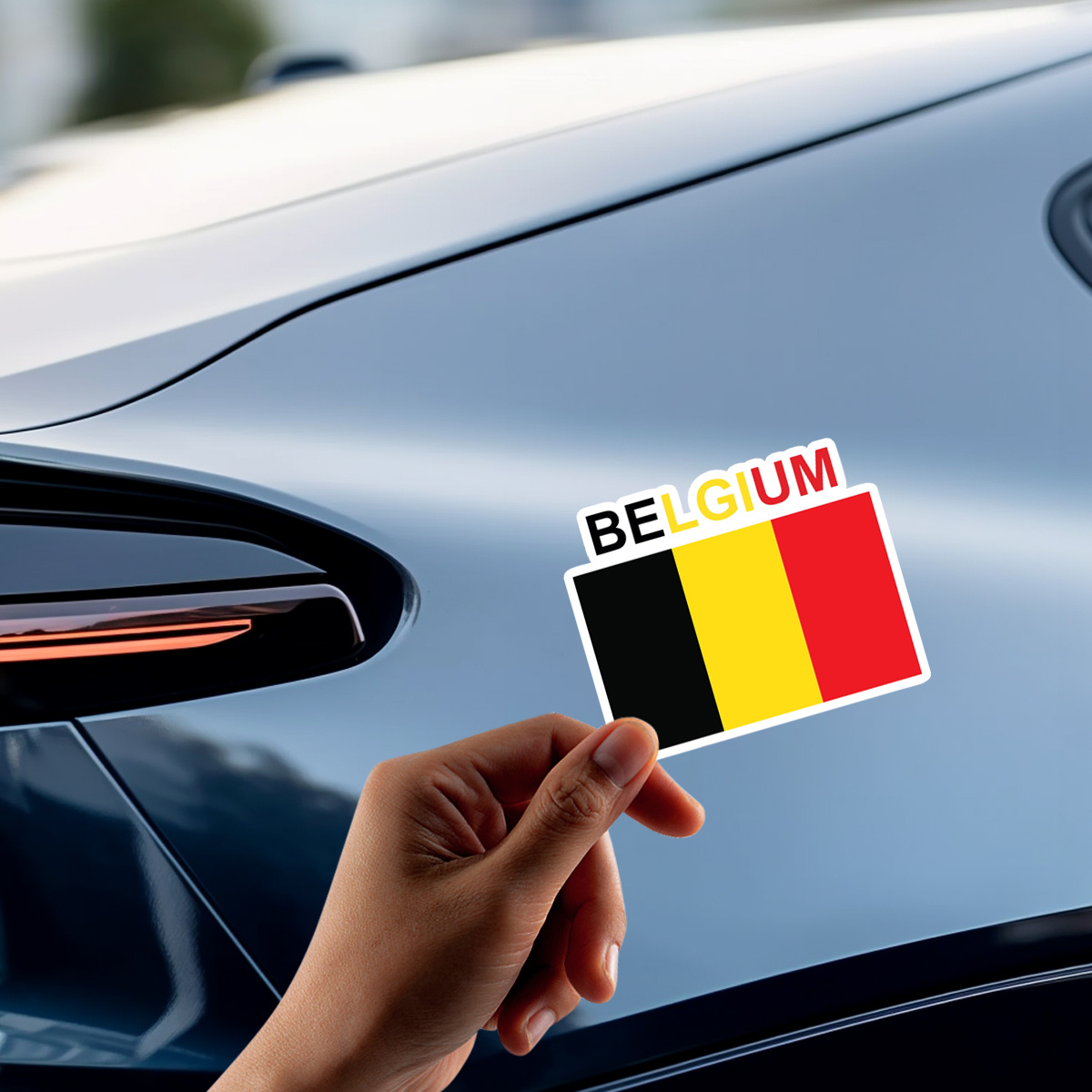 

Belgium Flag Vinyl Sticker, Matte Finish, Irregular Shape, Cartoon Design, Single-use, Self-adhesive Decal For Car Bumper, Water Bottles, Tumblers, Laptops - Patriotic Exterior Accessory