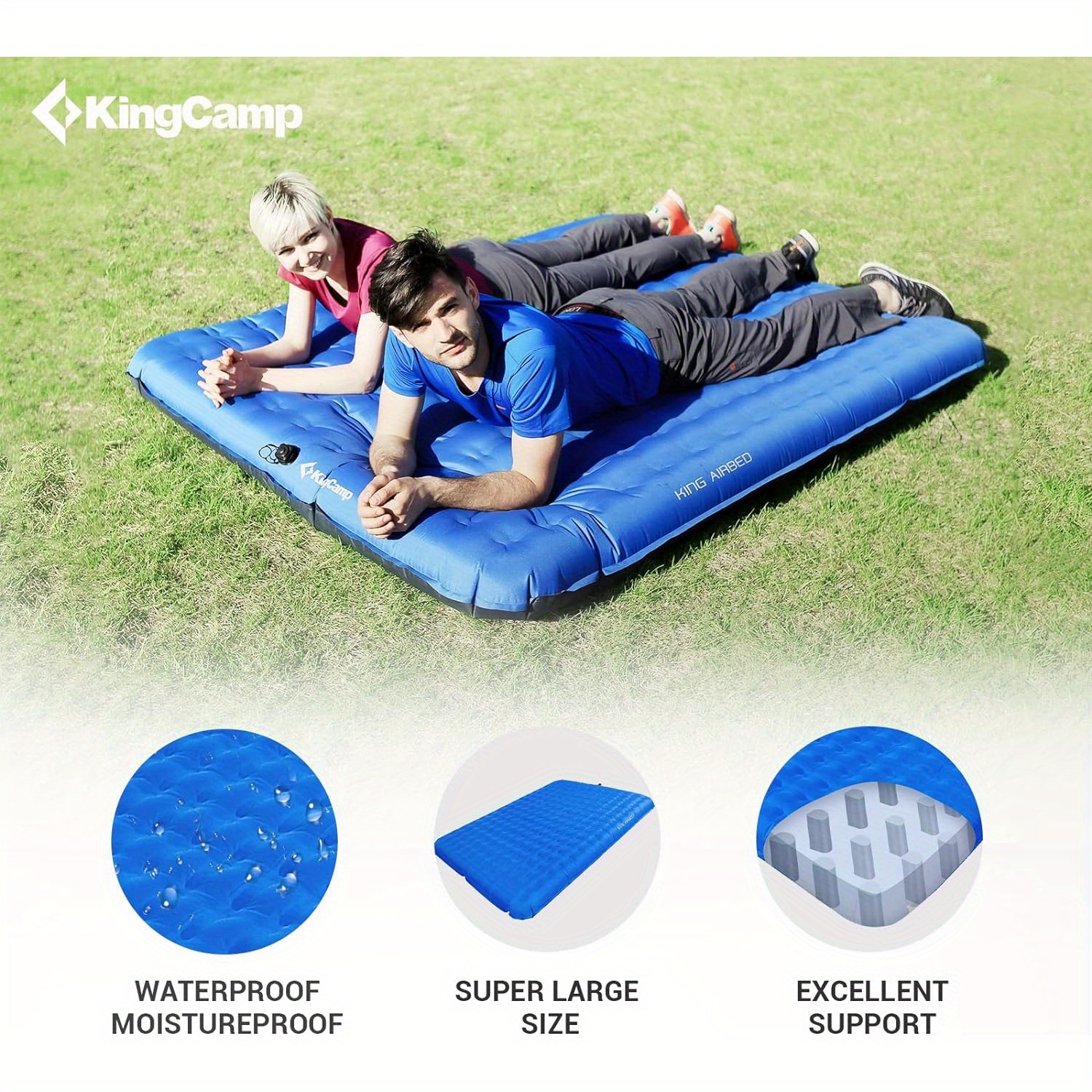 Sleeping Pad For Camping Camping Mattress 2 Person Inflatable Mattress Camping With To 550lb For Heavy Weight For Tent Backpacking Queen Size Camping Pad Blue Sports Outdoors Temu