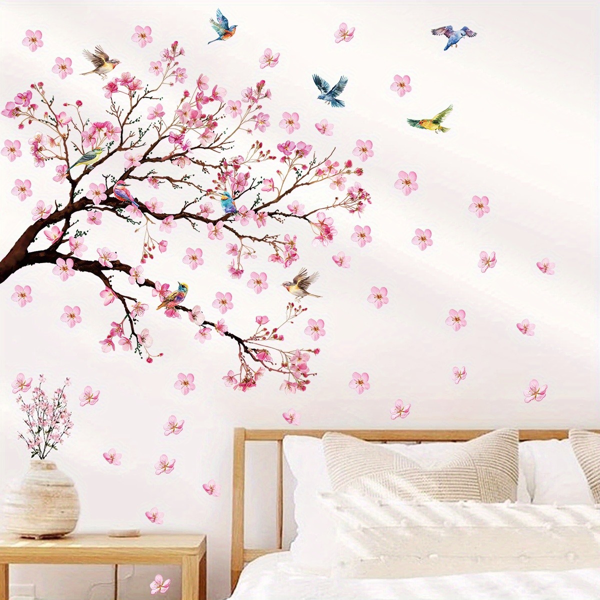 

Vibrant & Bird Wall Decals - Removable Watercolor Art Stickers For Bedroom, Living Room, Or Office Decor, Self-adhesive Pvc With Matte , Nature-, Wall Stickers Home Decor