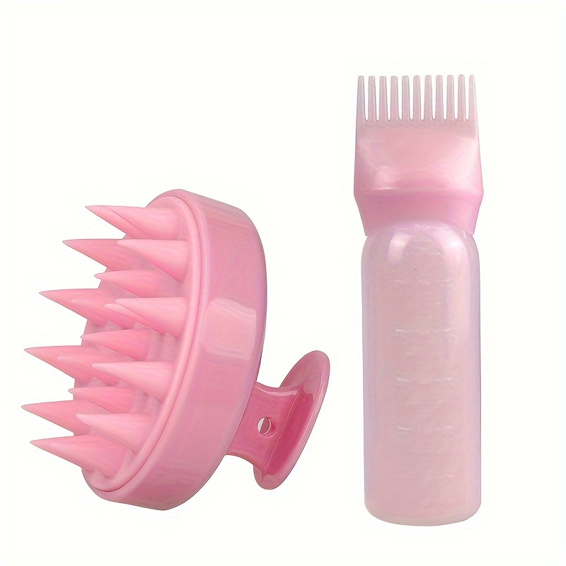 

2pcs/Set Brosse de massage du cuir Peigne à Bouteille applicateur de couleur de cheveux Bouteille d'huile capillaire Pour tous les types de cheveux