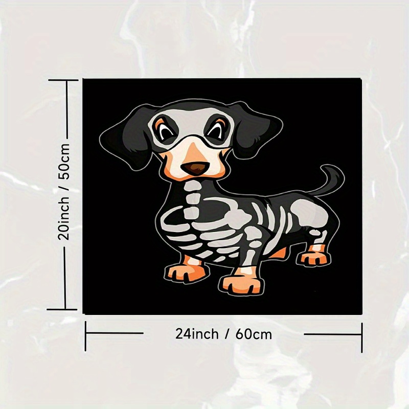 1pc Dachshund Skeleton Design Pet Feeding Mat for Dogs Cats Easy-Clean,  Washable Polyester Bowl Placemat with Non-Slip Backing Indoor