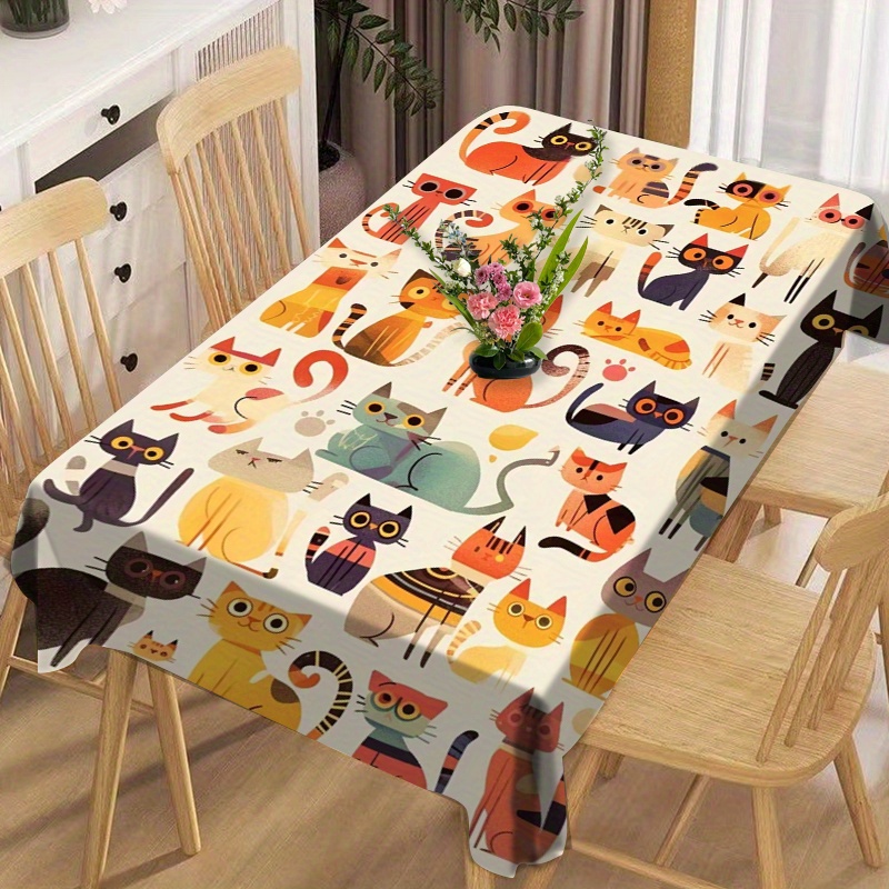 

Cat Tablecloth - , Oil- & For Dining, Parties &