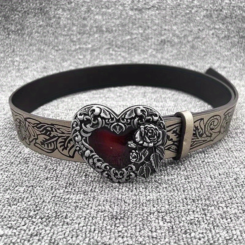 

Gothic Women Vintage Belt Red Heart Shape Gothic Dark Style Waistband Y2k Punk Trend Individual All- Belts