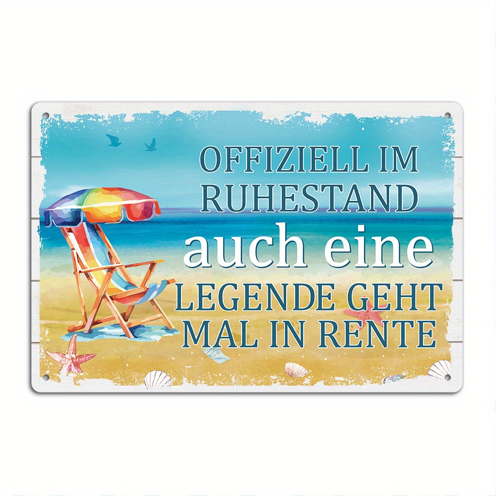 Image of Putuo Decor Vintage German Metal Tin Sign - ', A Legend Retires' - Wall Art For Home, Farmhouse, Office, Retirement Party Gift, Retirement Wall Decor | Beach Theme | Metal Sign, Metal Wall Art Decor