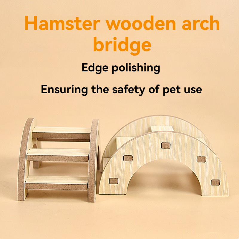 

Hamster Wooden Playset - Arch & Climbing Toys For Small Pets, Exercise And Landscaping Accessories