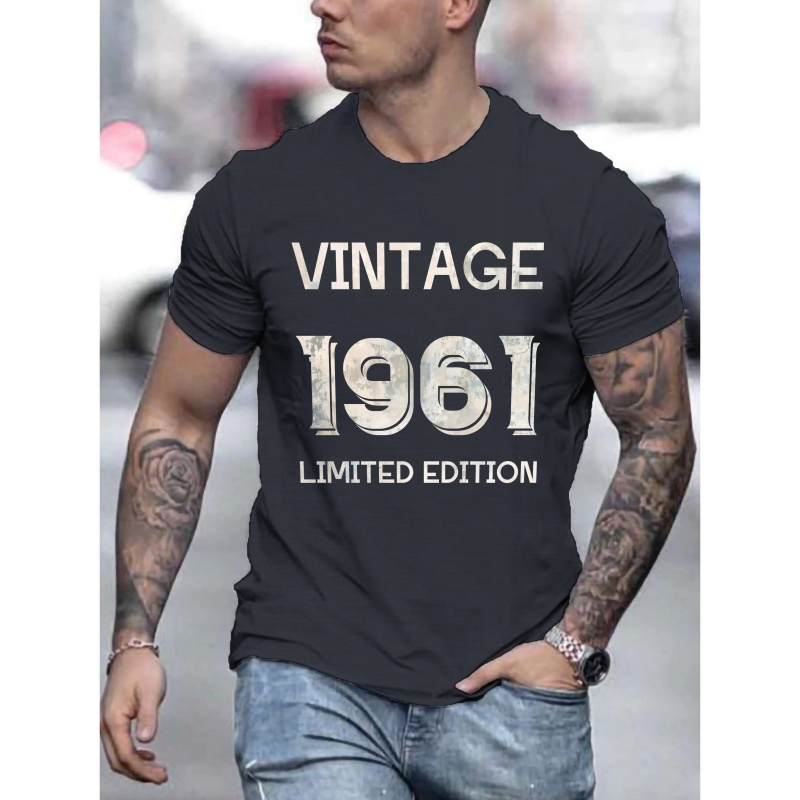 

Vintage 1961 Limited Edition Print Tee Shirt, Tees For Men, Casual Short Sleeve T-shirt For Summer