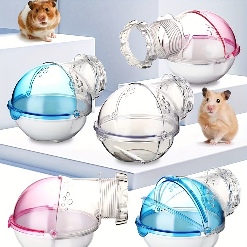 

1pc Space-saving Hamster Bathroom - , Easy-to-install Cage With Transparent Acrylic Sand Bath Container In Pink, Blue, & White - Small Pets