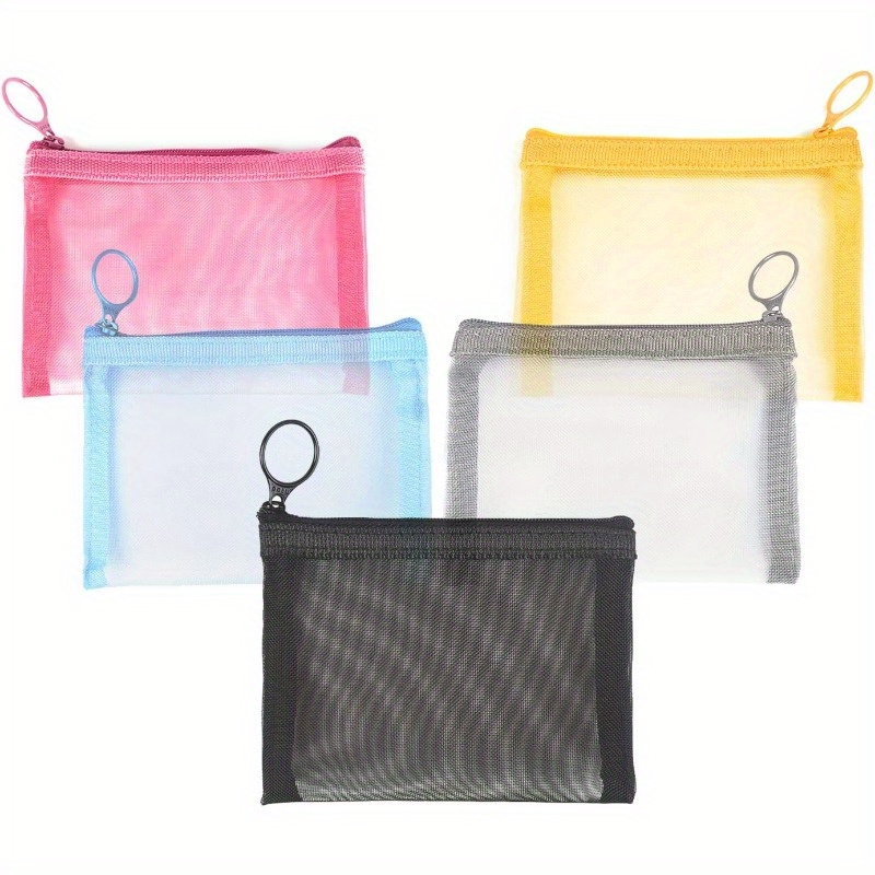 

Mini Zipper Mesh Bags, 4" X 5", Size S / A7, 5 Pieces, Beauty Makeup Lipstick Cosmetic Accessories Organizer, Small Travel Kit Storage Pouch, Assorted Colors