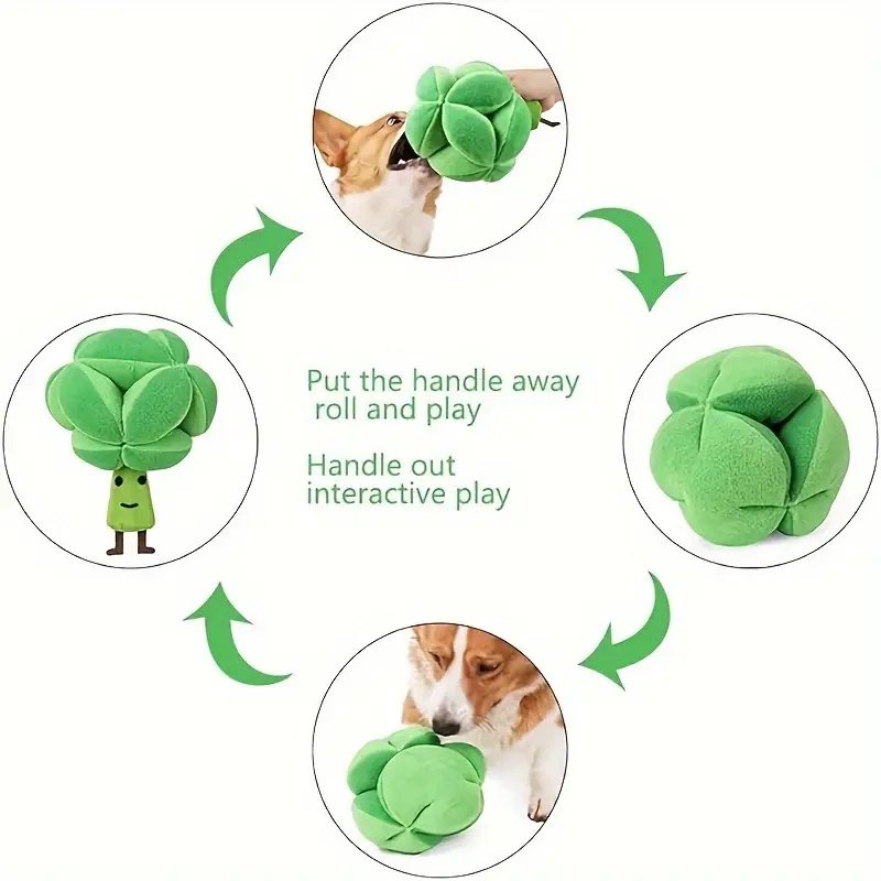 Interactive Plush Broccoli Dog Toy Squeaker Hide Seek Treat Temu