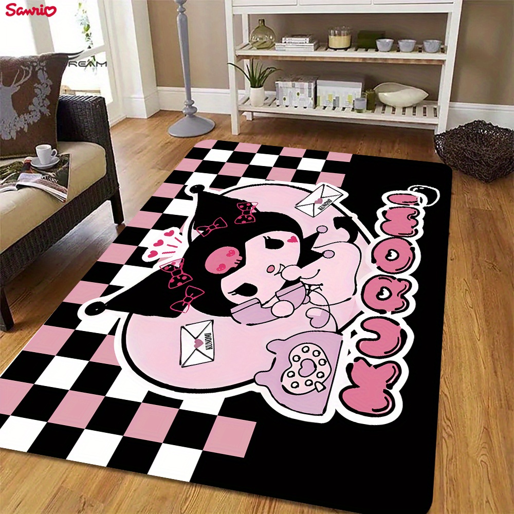 

1pc Kuromi Soft Thick Printed Area Rug, Non-slip Mat For Entryway, Bathroom, Living Room, Bedroom, Laundry Room, Machine Washable, Home Decor, Flannel Sponge, Available In Multiple Sizes