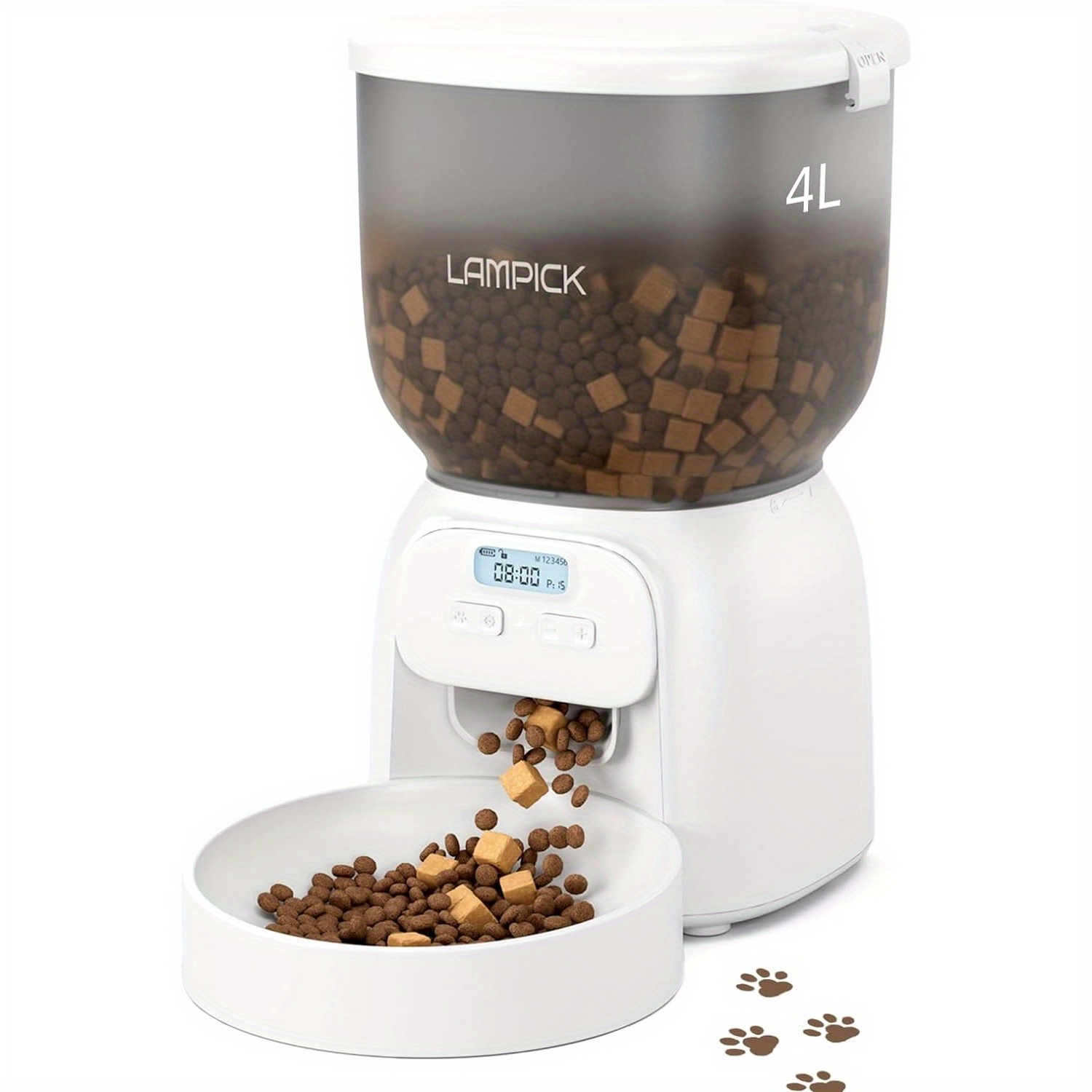 Smart Automatic Cat Feeder 4L Detachable Cat Food Dispenser Holds Up to 15 Servings of Dry Food 6 Meals a Day Dual Power Timed Cat Feeder Batteries Not Included