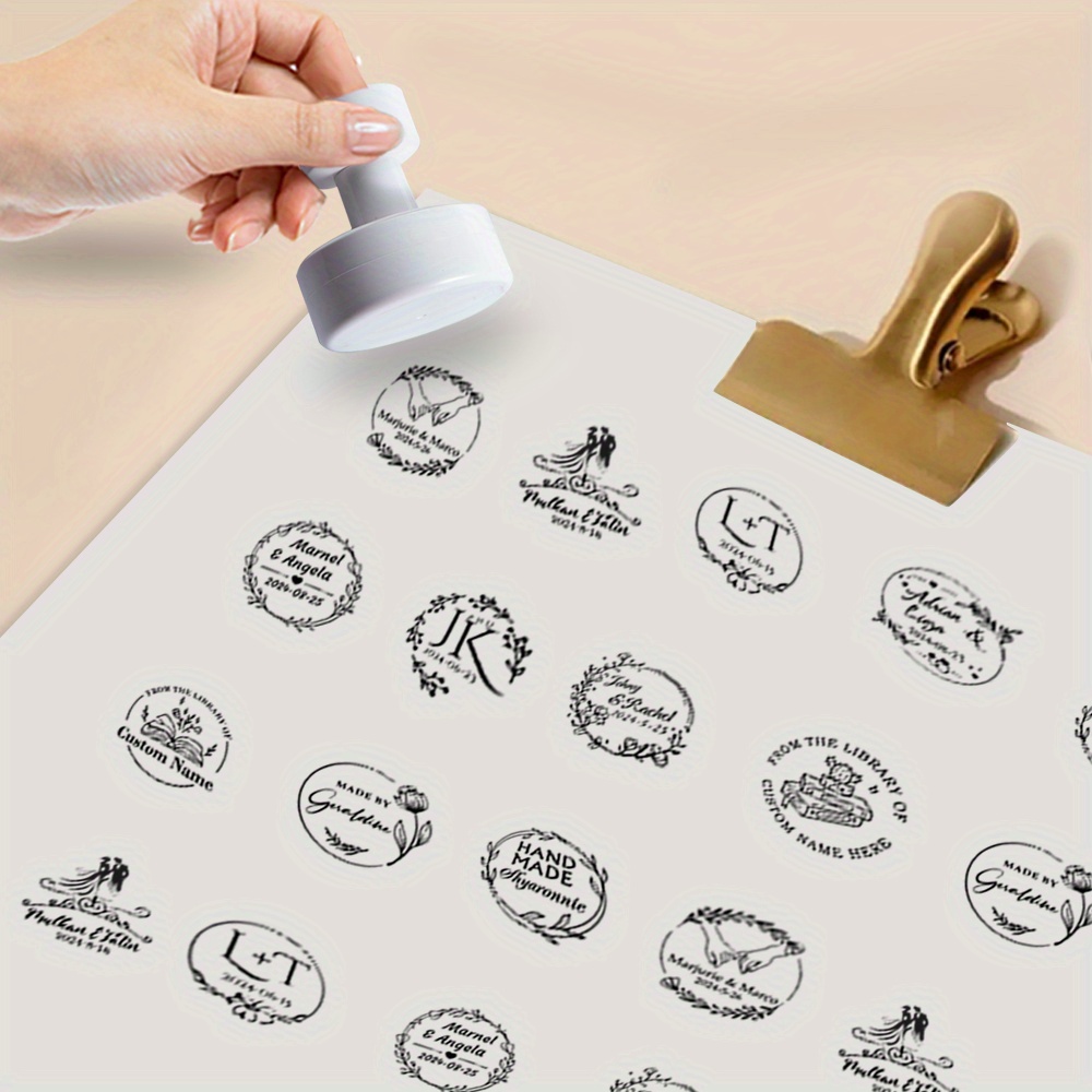 

Custom White Library Stamp - Personalized Name & Family Initial Seal For Books And Envelopes, Daily Office Supplies Book Stamp Personalized