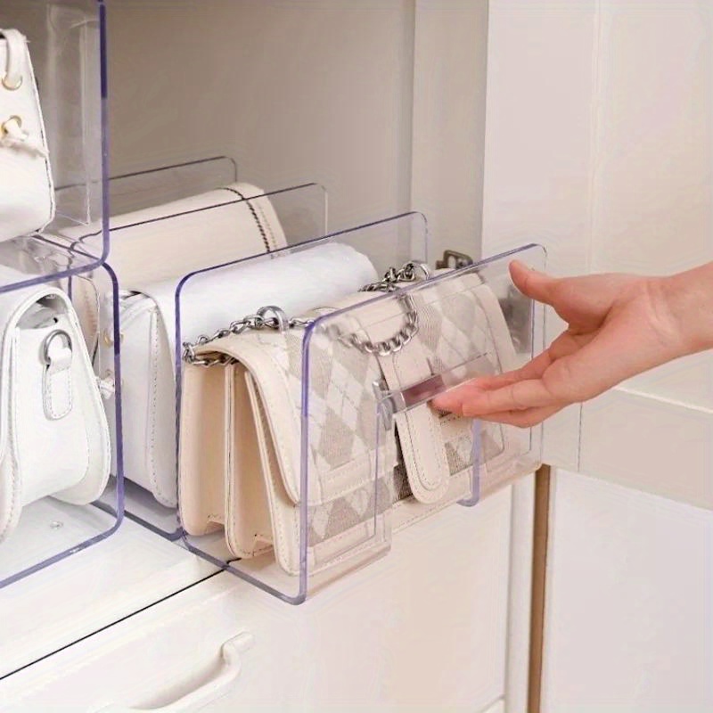 

Luxury Storage Rack For Handbags, Featuring A Transparent Divider Shelf For Organizing And Displaying Bags, Mounted