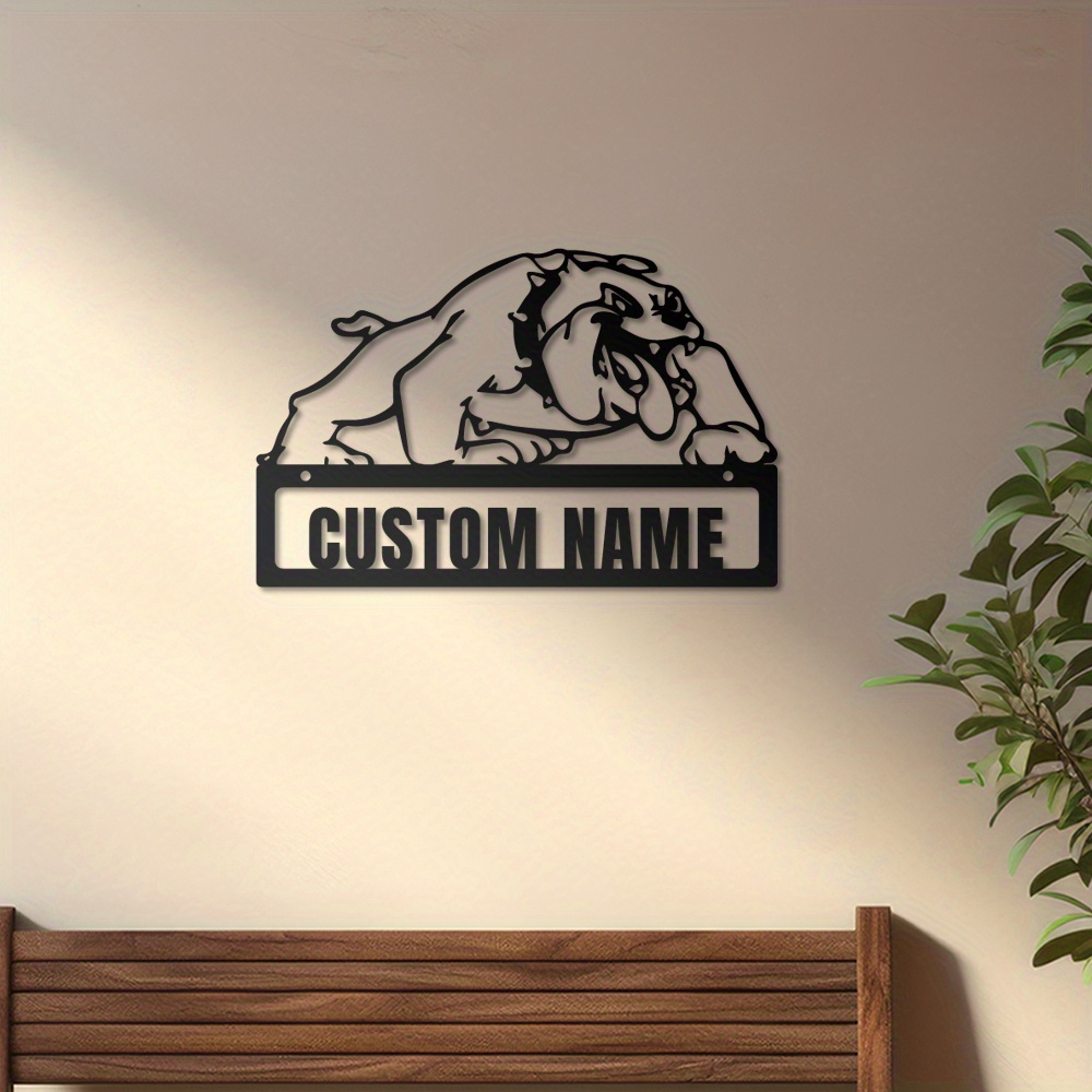

Custom Bulldog Metal Wall Art - Personalized Iron Decoration For Pet Room, Home Decor Logo Wall Art, 1pc