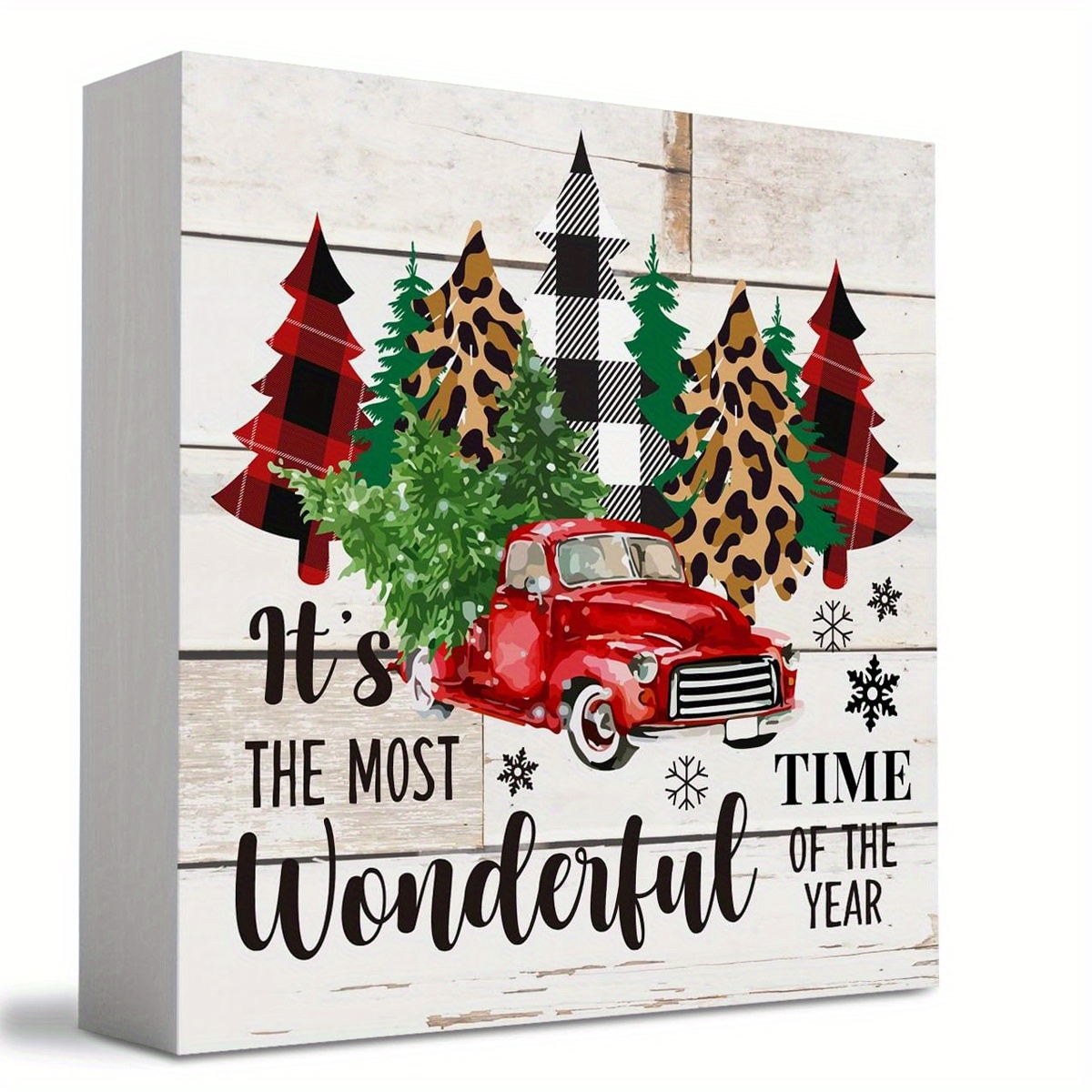 

1pc, Square Foam Pvc Deskdop Decor, Christmas Gifts, The Most Of The Year Desk Sign Favor, Christmas Tree Artwork Decor - Decoration Piece For Home, Office, Shelf, Desk, Tiered Tray
