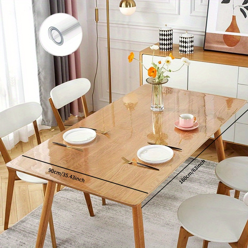 TEMU 1.5mm Thick Transparent Tablecloth, And Scratch-resistant Protective Film For Dining Tables, Coffee Tables, And Home Tables, Suitable For Home