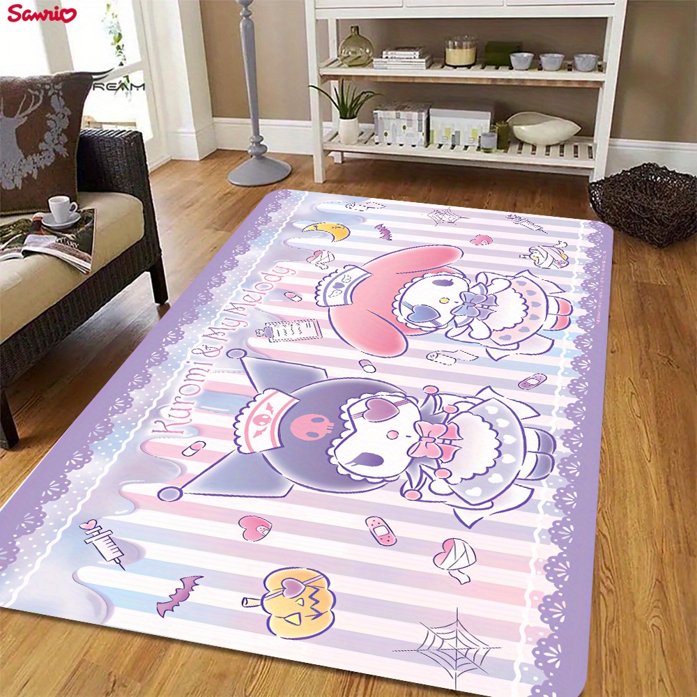 

1pc Kuromi Soft Thickened Printed Area Rug, Non-slip Mat For Bathroom, Living Room, Bedroom, Laundry, Machine Washable, Home Decor, Flannel Sponge