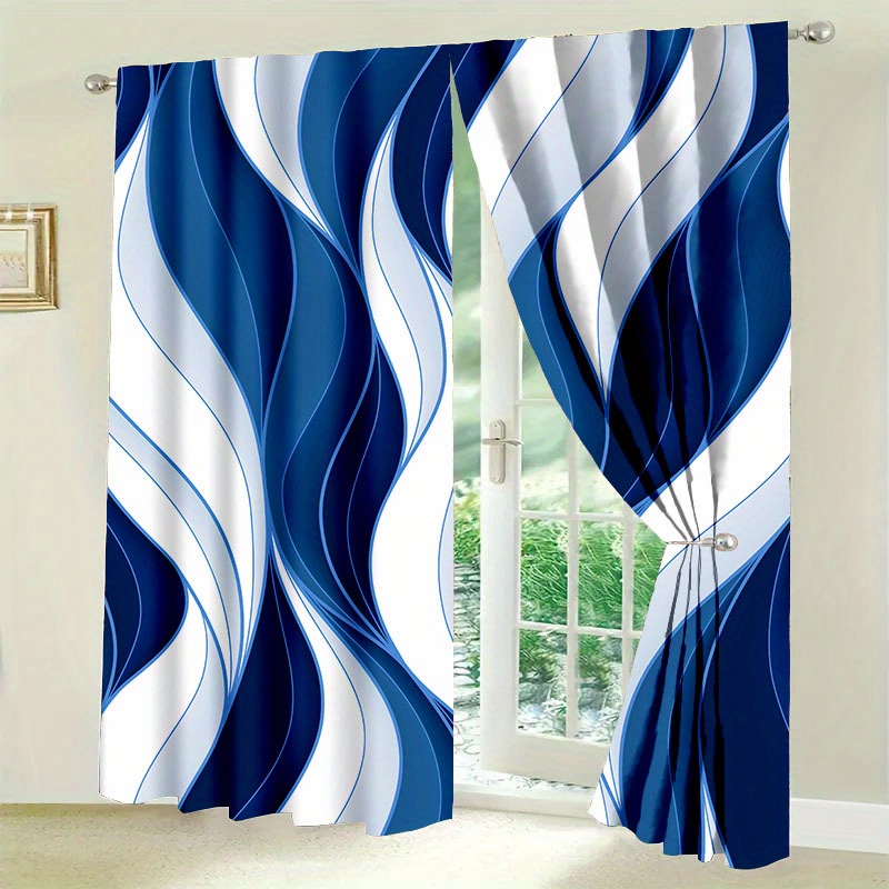 

2pcs Set Striped Door Curtains - , Machine Washable, Bedroom, Living Room, And Office Decor