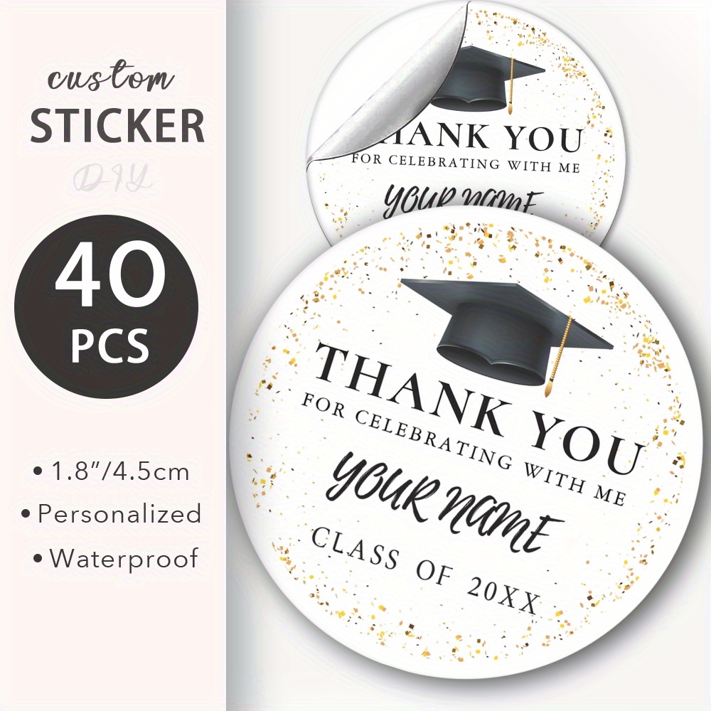 

40pcs/set, 1.8in/4.5cm Large Custom Stickers Graduation Season Customized Friendship Stickers Personalized Stickers Party Stickers