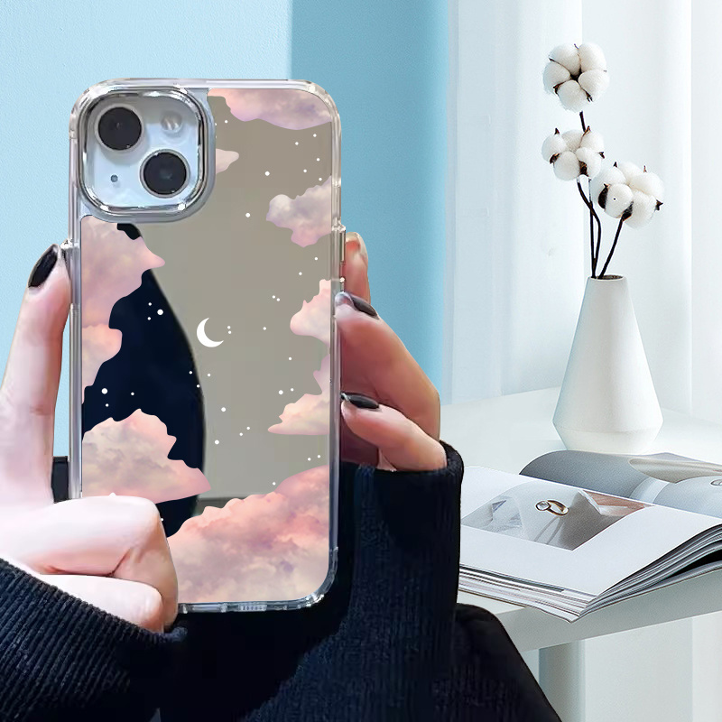 

Coque rose miroir réfléchissante pour iPhone 11/12/13/14/15, série Pro et Pro Max, résistante aux chocs et aux chutes