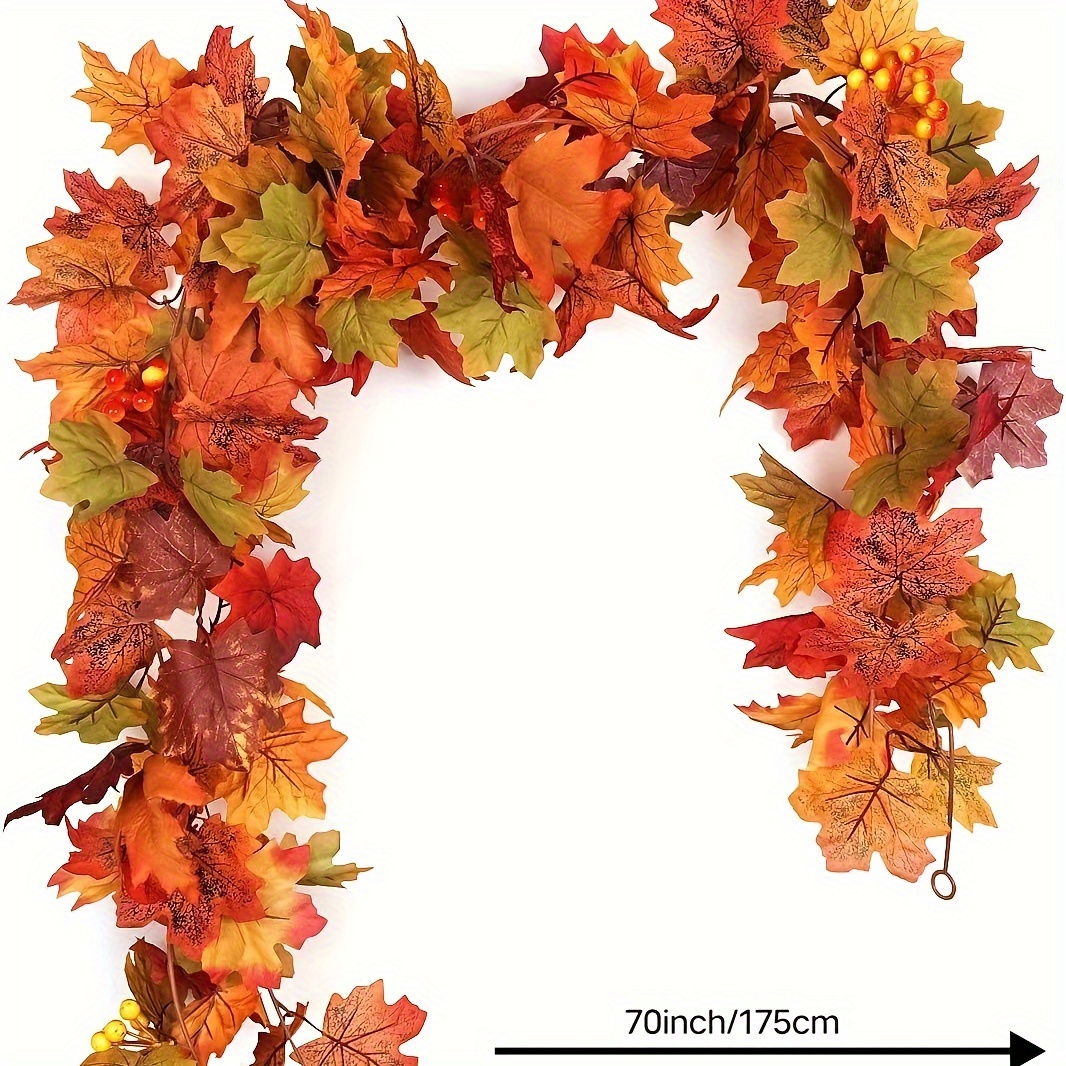 

Artificial Maple Leaf Garland - Classic Fall Decor Hanging Vine With No Feathers - Thanksgiving Autumn Decoration Without Electricity