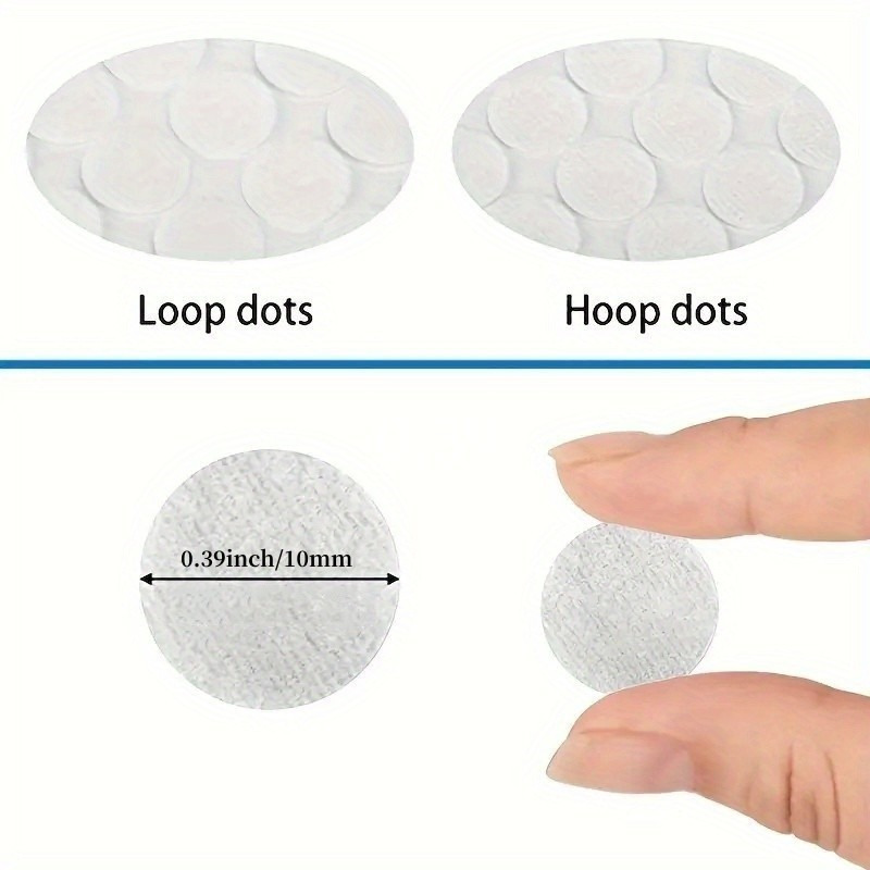 

/300/500pcs Self-adhesive Hook & Loop Dots - 10mm/0.39inch Nylon Waterproof Tape For Home, Office & Classroom