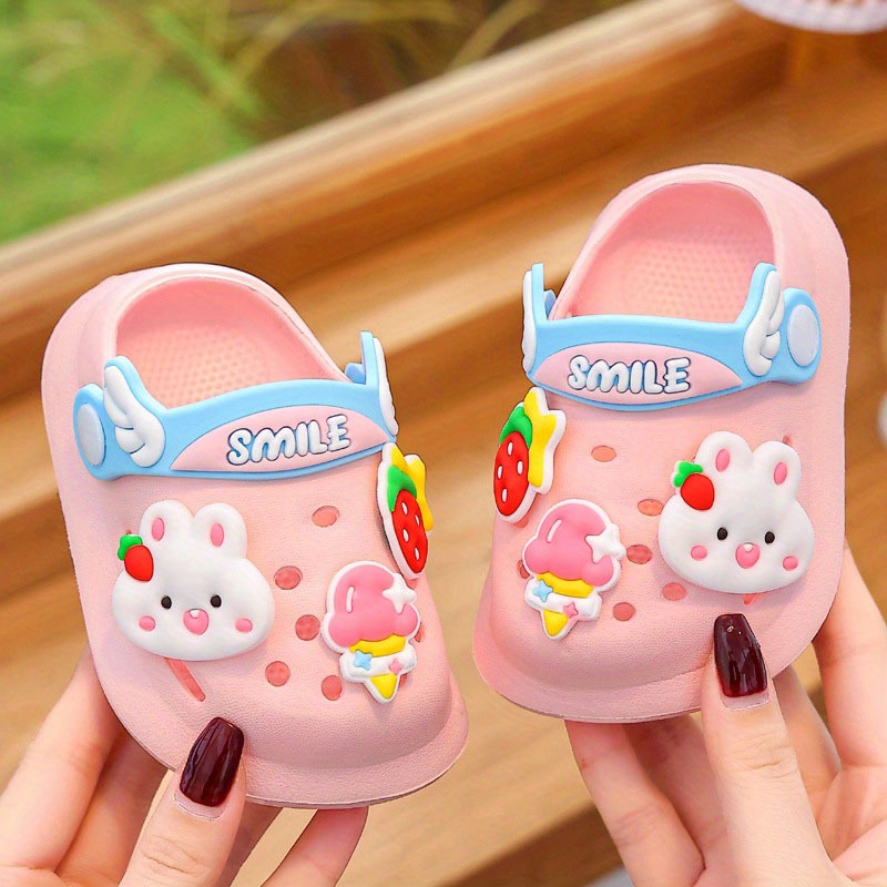 

Girls Breathable Soft Sole Clogs With Adorable Charms, Comfy Non Slip Durable Sandals For Indoor Outdoor Activities, Spring & Summer