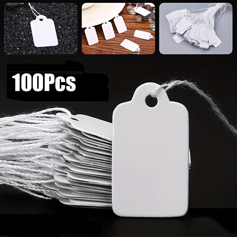 

100pcs Premium Paper Price Tags With Strings - Perfect For Weddings, Parties & Gifts | Versatile Hanging Labels