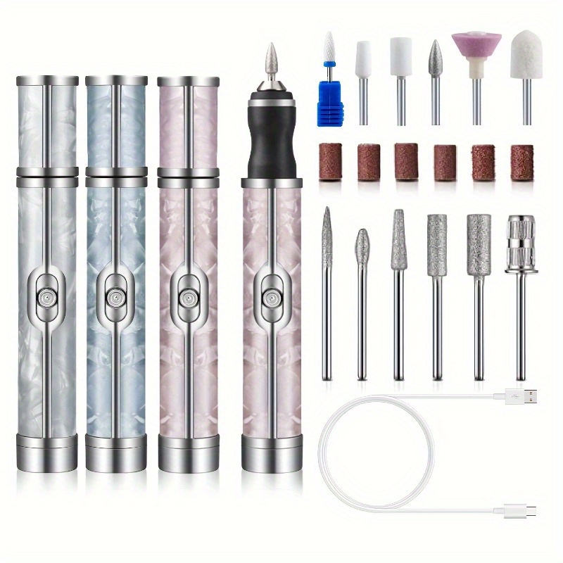 

Electric Nail Drill Set, Portable Usb Rechargeable Manicure/pedicure Tool Kit With High-speed Motor, , For Acrylic Nails, Gel Polishing, And Dead Skin Removal