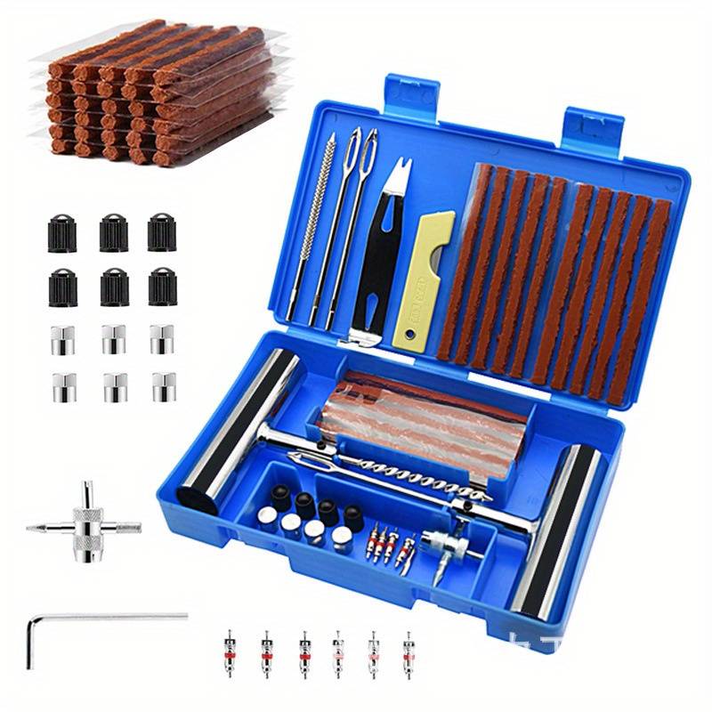 Kit De Réparation De Pneu 85 Pièces - Pour Voiture, Moto, Camion - Mèches, Tournevis, Mallette - Dépannage Crevaison Urgence