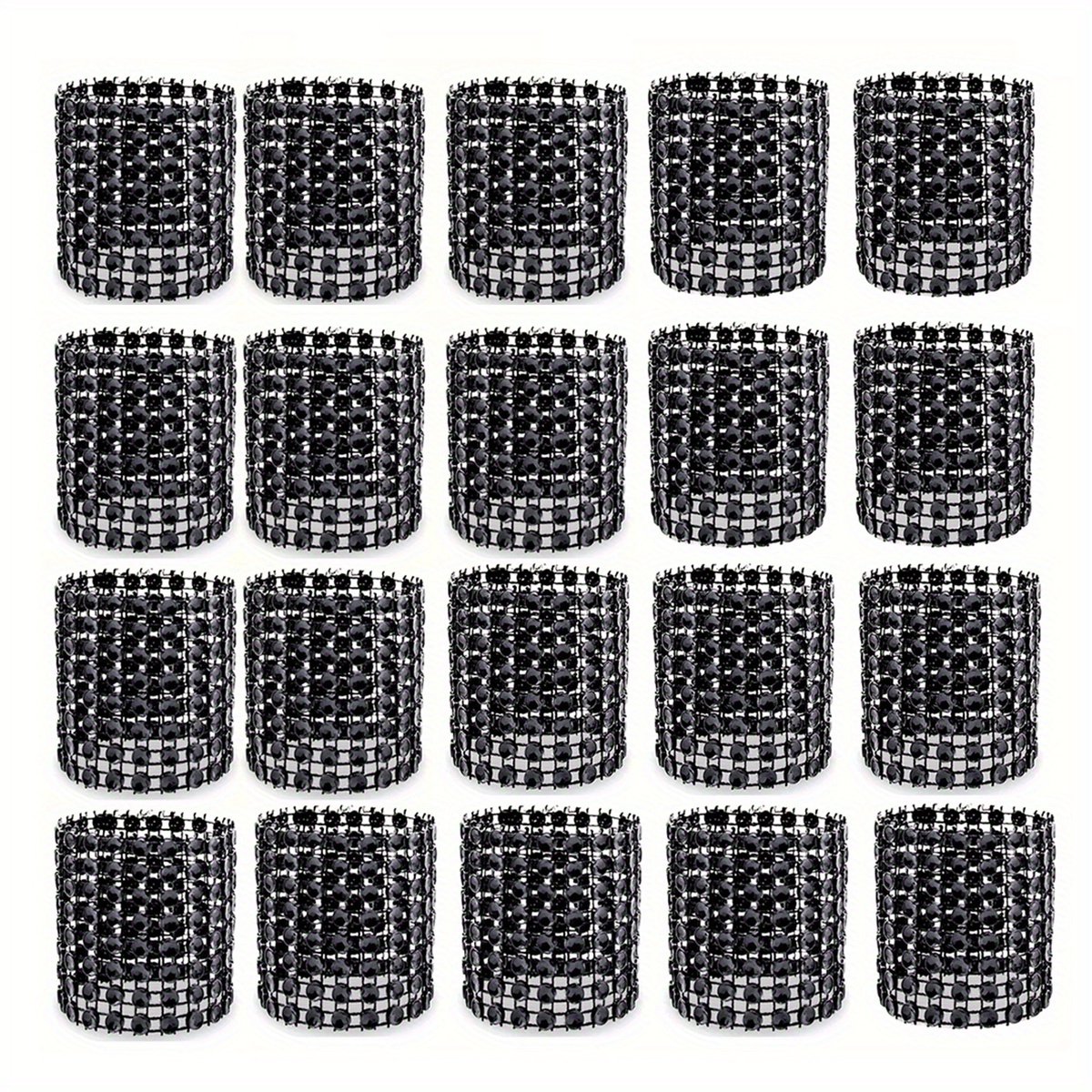 Image of 20pcs, Shiny Rhinestone Napkin Rings For Elegant Dining, Weddings, Anniversaries, Birthdays, And Valentine's Day Gifts, Gift For Halloween And Christmas