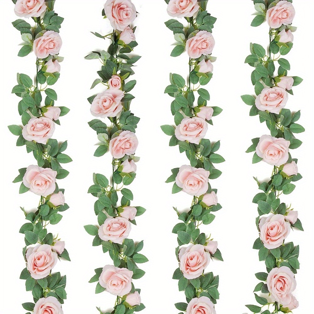 

8pcs (52 Ft) Artificial Rose Vine Fake Flower Garland Fake Silk Rose Hanging Vine For Wedding Party Background Arch Garden Background Decoration