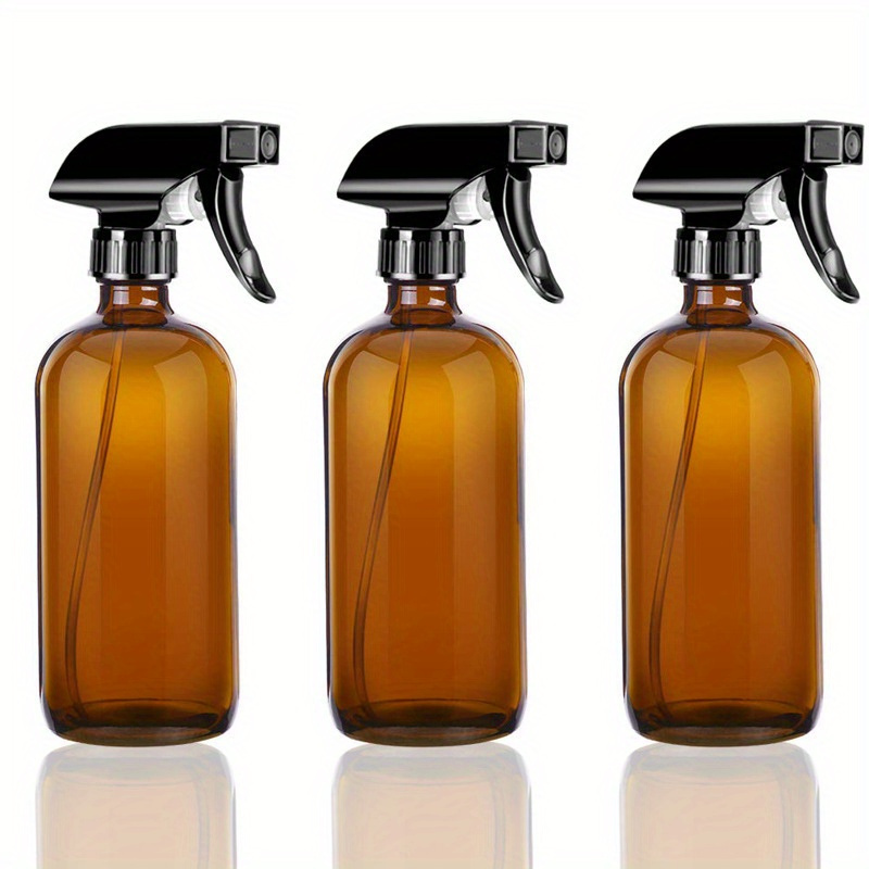 

3pcs, 16.91oz Amber Glass Spray Bottles With Upgraded Leak-proof Nozzle, Boston Glass Bottles For Disinfectant, Hair Care, Plant Watering, And Cleaning Solutions, Multi-purpose Use