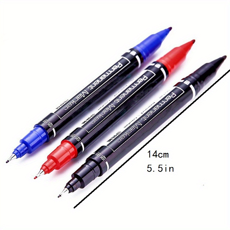 

3pcs Extra Fine Point Waterproof Permanent Marker Pens - Dual Tip Art Markers For School, Office & Crafts