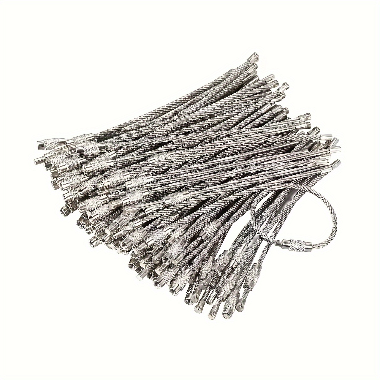 

25pcs 6" Stainless Steel Wire Keychains - Durable, Versatile & Secure - Ideal For Hiking, Camping & Travel