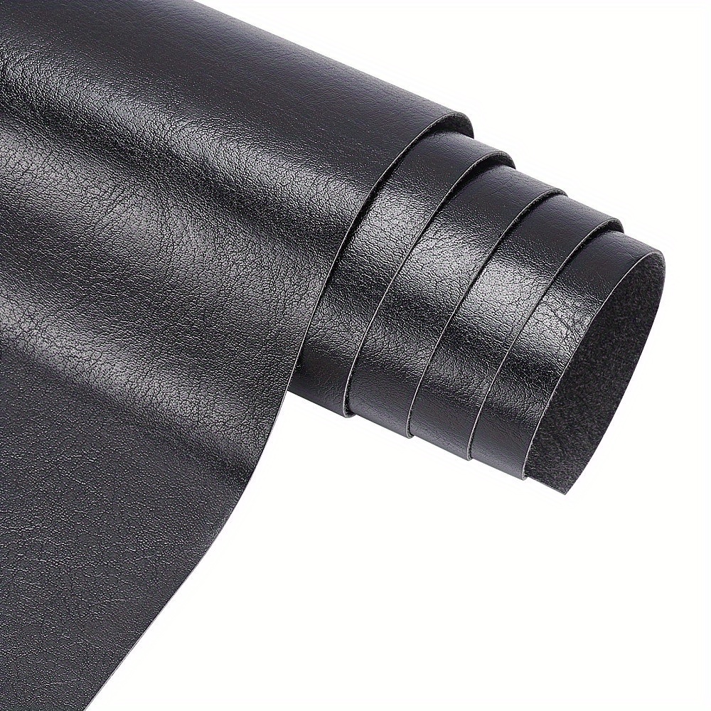 

1roll Pu Leather (33cm X 140cm) Black Leather Roll Solid Color Synthetic Faux Leather For Dressing Sewing Crafting - Black 0.4mm