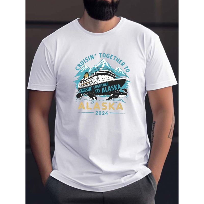 

Alaska Cruise Journey 2024 Print Tee Shirt, Tees For Men, Casual Short Sleeve T-shirt For Summer