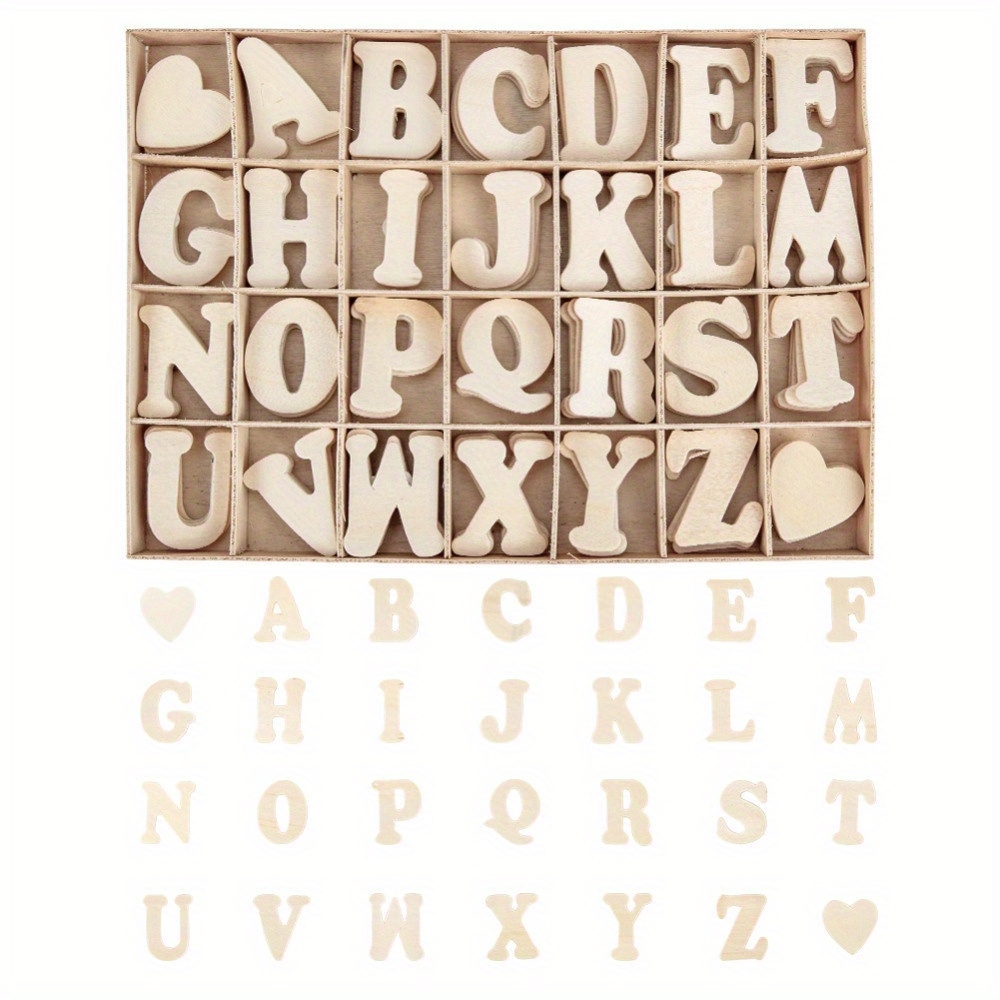 

1set 112pcs Building Blocks Creative English Letters Wooden Learning Toys Letter A~z And Heart Tan Box: 24x17.2x2cm Letter: 35.5~40x26~39.5x2mm Heart: 31.5x32x2mm Christmas Gifts