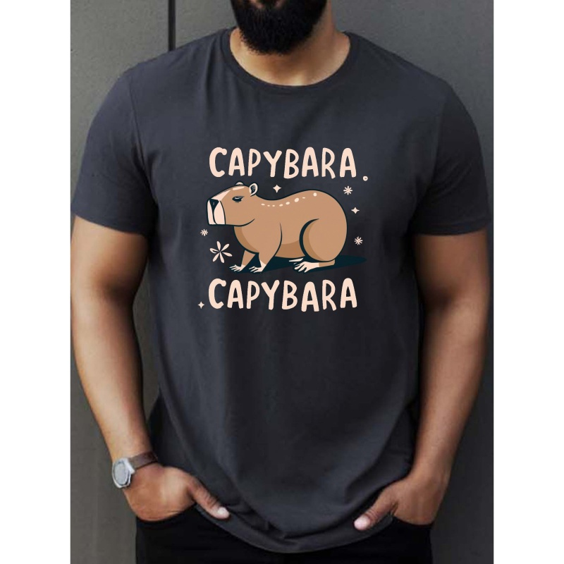 

Capybara Print Tee Shirt, Tees For Men, Casual Short Sleeve T-shirt For Summer