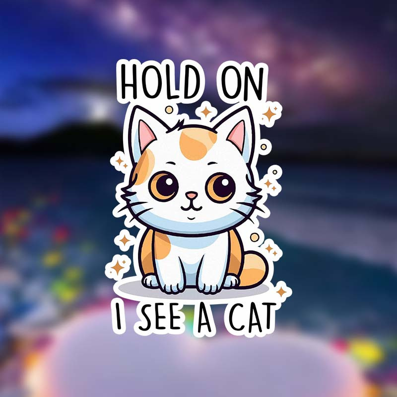 

Cat : Durable Vinyl Cat Stickers - Weather-resistant, Matte Finish For Water Bottles, Laptops, Windows & Cars