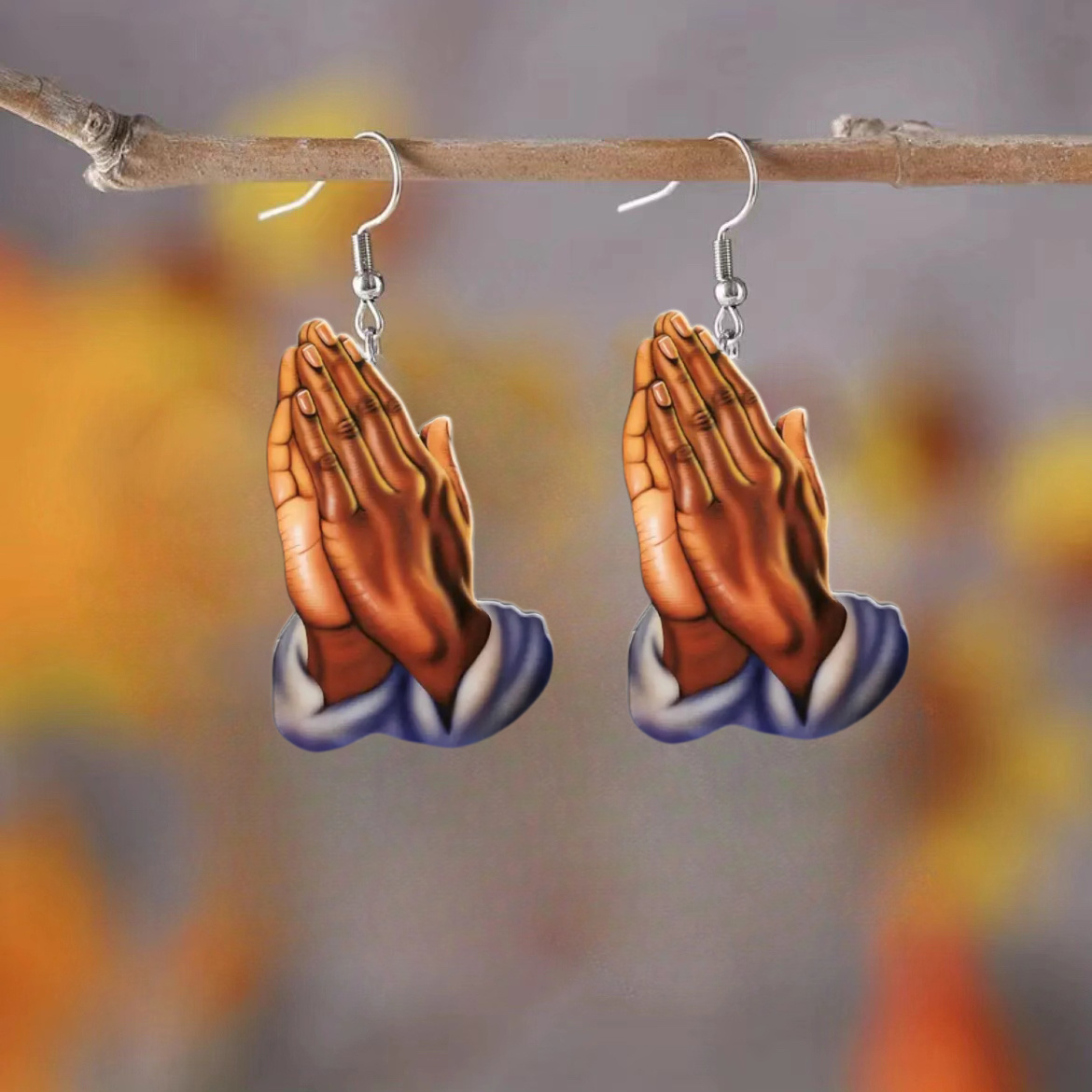 

1 Pair Acrylic Praying Hands Earrings - Fashionable Dangle Drop Hook Earrings For Women And Girls, Unique Spiritual Jewelry Gift For Wife And Daughter