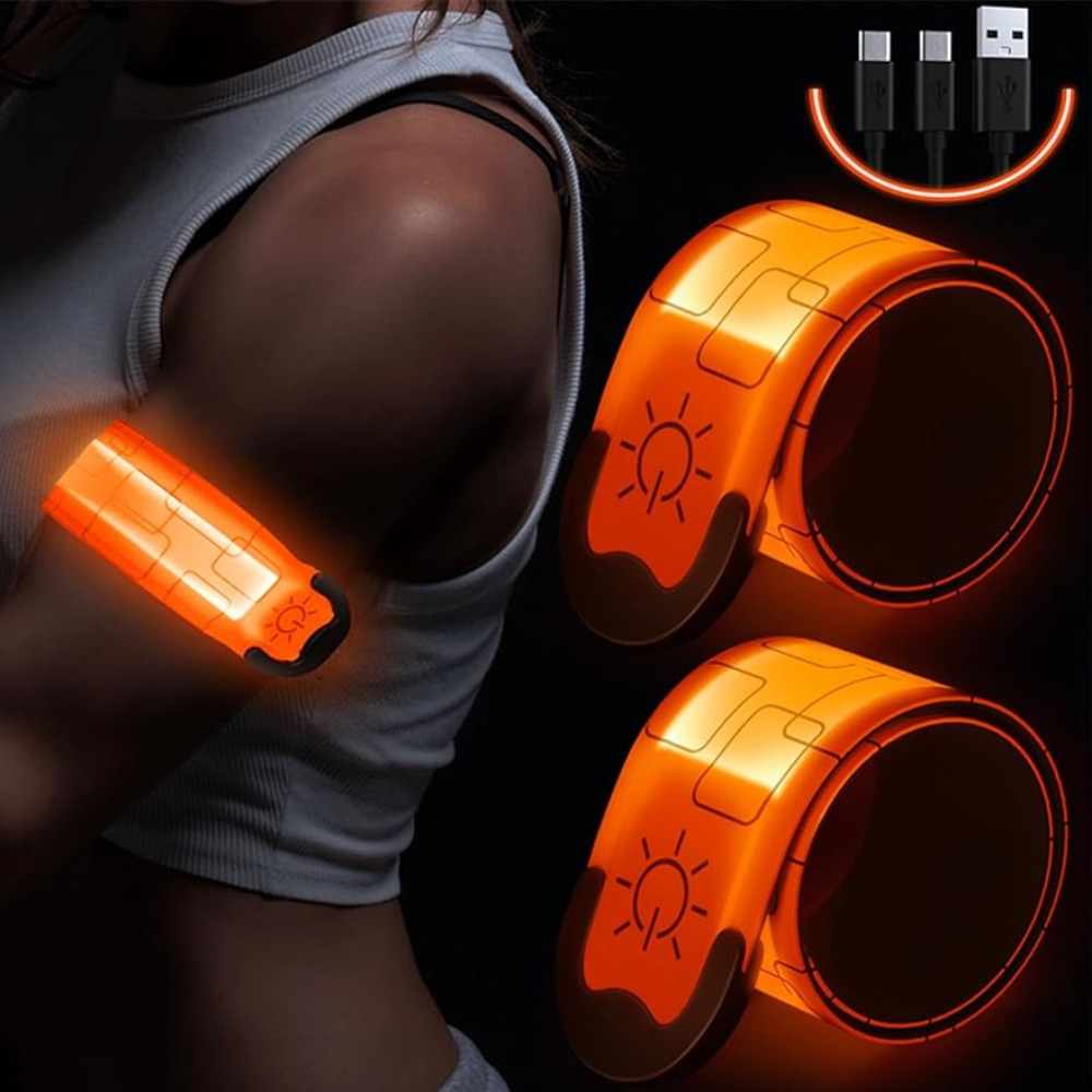 

2pcs Led Armband Rechargeable For Running Walking At Night, Running Lights For Runners, Running Lights, High Visibility Reflective Running Gear Adjustable Light Up Bands For Men Women