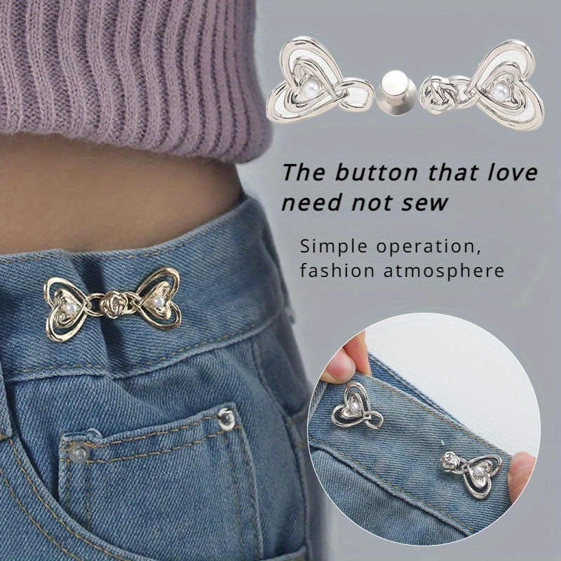

1pc Adjustable Heart-shaped Waist Buckle - No-sew, Metal, Fashion Accessory In Golden/silvery/black