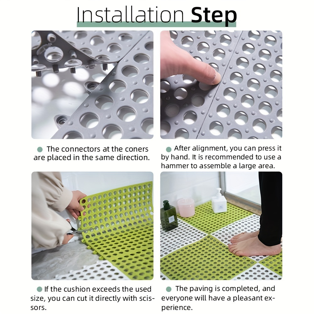 10pcs set plastic hollow waterproof shower mat swimming pool mat bathroom grid foot mat toilet dual color anti slip mats for bathroom shower room safety anti slip floor mat bathroom accessories details 0