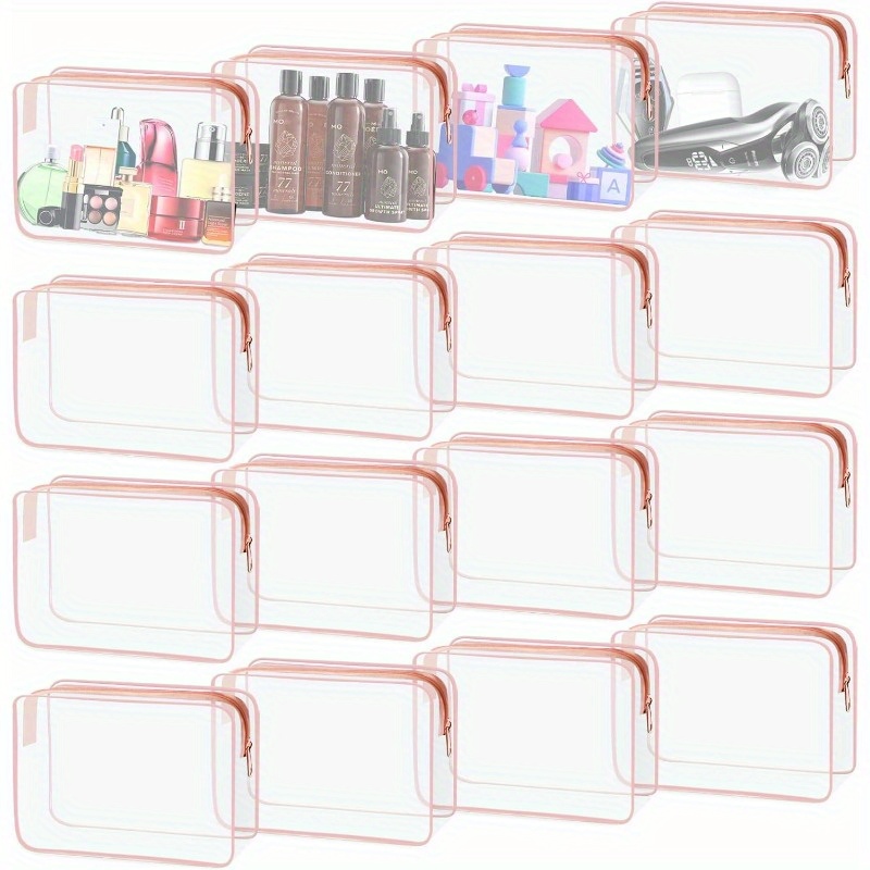 

16 Pieces Clear Cosmetic Bags, Large Makeup Bags Bulk, Tsa Approved Toiletry Bag For Travel, Pvc Waterproof Clear Pouch With Zipper Make Up Bag For Women And Men Traveling