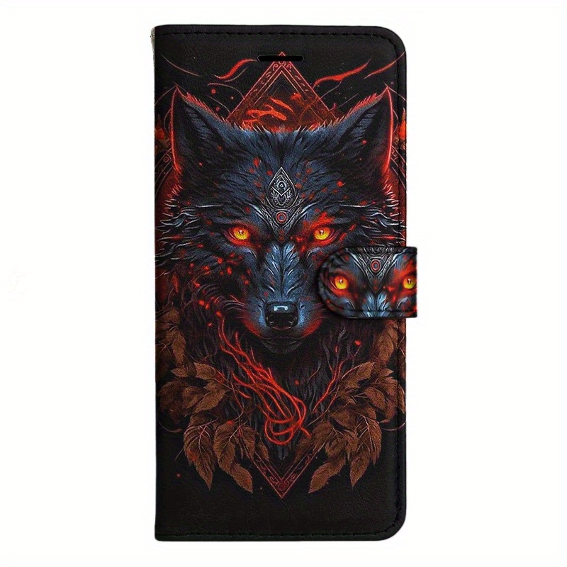 TEMU Phone Case - Pu Flip Wallet Case Featuring A Black And Design, Compatible With For Models Including S8, S9, S10, M10, A30s, A50s, Note 10, 20,