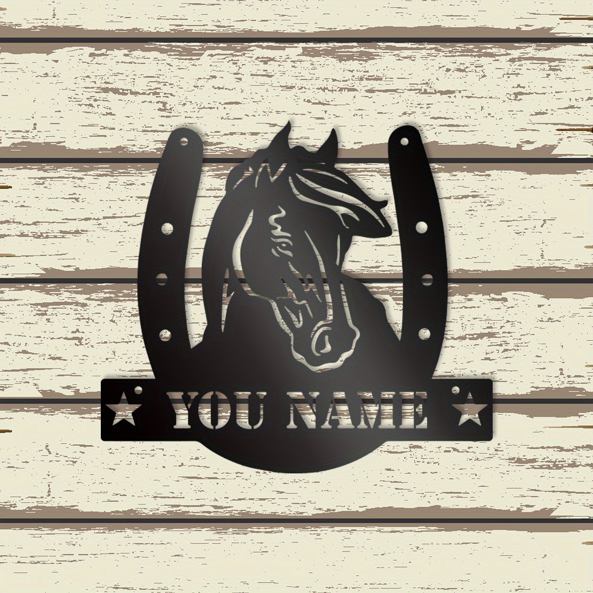 Tabliczka na boks dla koni z metalu, z możliwością personalizacji, dekoracja ściany dla miłośników jeździectwa, spersonalizowany herb gospodarstwa z monogramem podkowy, tablica z adresem dla koni, artystyczna dekoracja dla stajni i obór
