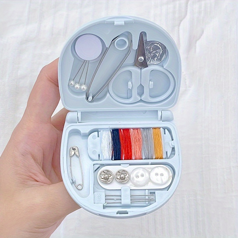 

Mini Sewing Kit - Portable Repair Kit With Buttons, Scissors, Thread, Needles For Home & Travel Use - Sky Blue