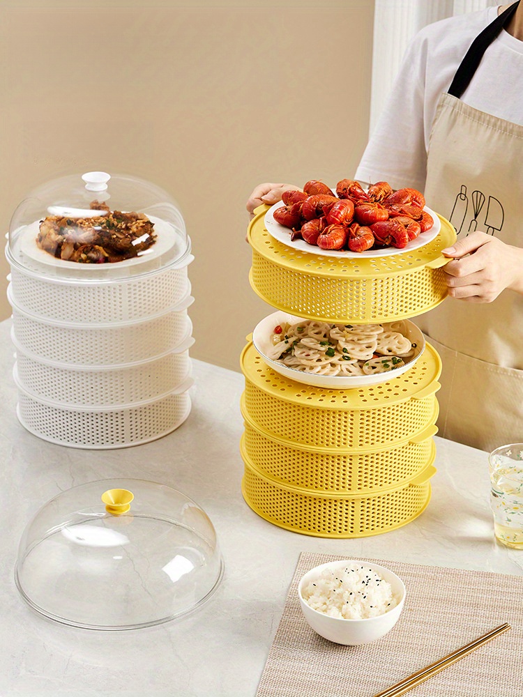 4 piece stackable food covers set transparent dust proof insulated serving covers for kitchen and restaurant use details 16