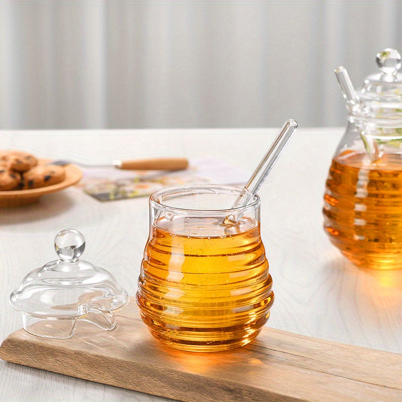 

Versatile Glass Honey Jar With Stirrer - Durable, Multi-use For Tea, Sugar, Coffee & More - Includes Pearl Cotton Pieceaging